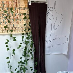 Zara Brown Ribbed Flare Pants